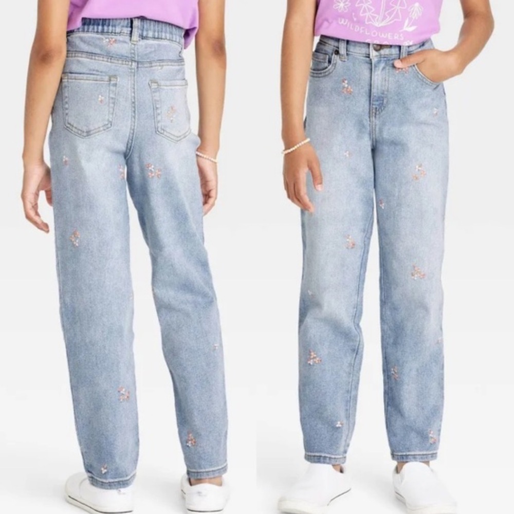Cat & Jack High-Rise Jeans with floral embroidery
